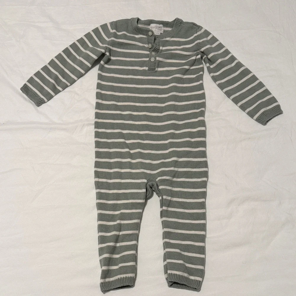 Carter's Gray and White Striped Footie